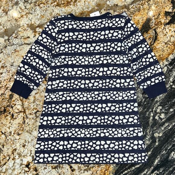 NWT J. Crew Girls' Navy & White W/Hearts & Stripes Ruffle-Front Dress - SIZE 5 - Picture 5 of 9